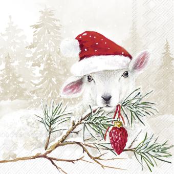 20 Servietten, CHRISTMAS SHEEP cream IHR, 33x33 