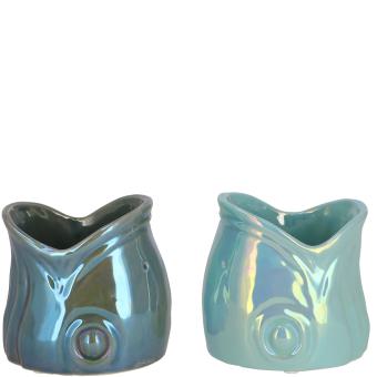 Keramik Kübel Fischkopf Fisch "Ägäis", 2 Farben, Vosteen 