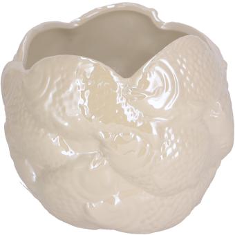 Keramik Kübel Fisch "Mirinda" 13 x 11 cm, creme weiß Vosteen 