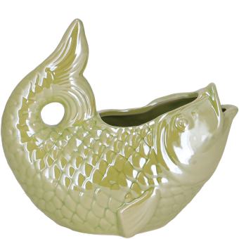 Keramik Vase Fisch "Mirinda" 15,5 cm, grün Vosteen 