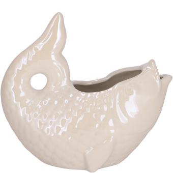 Keramik Vase Fisch "Mirinda" 15,5 cm, creme weiß Vosteen 
