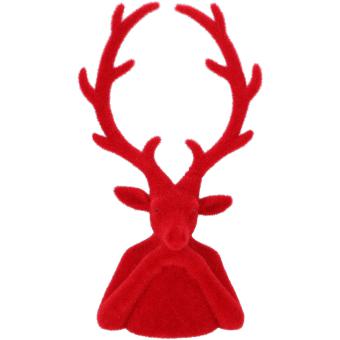 XL Velours Hirsch Tasko rot Arme aufgestützt Samtoptik 45 cm Vosteen 