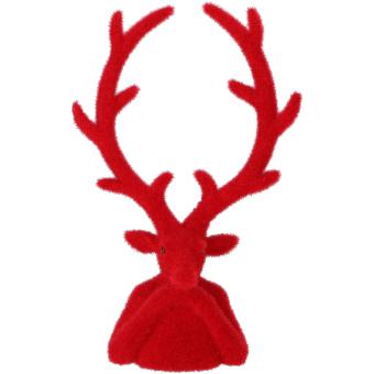 Velours Hirsch Tasko rot Arme aufgestützt Samtoptik 30 cm Vosteen 