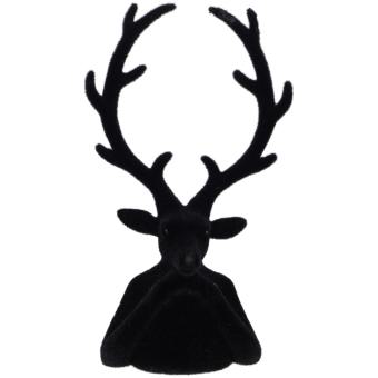 Velours Hirsch Tasko schwarz Arme aufgestützt Samtoptik 30 cm Vosteen 