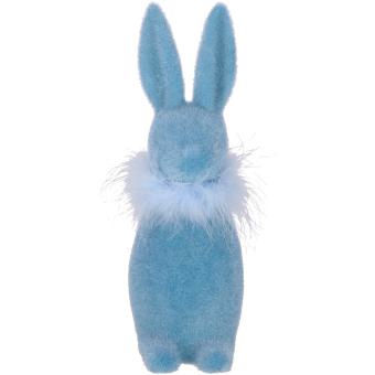 Großer Hase Stuppsi blau Samtoptik Ostern Osterdeko 30 cm Vosteen 
