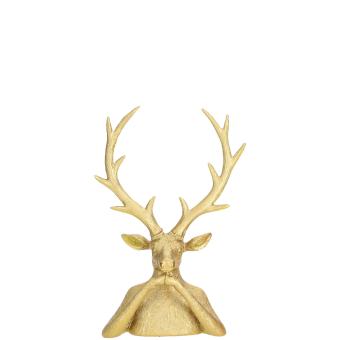 Hirsch Kopf Ronald gold Büste 18 cm Polyresin Herbst Weihnachten 