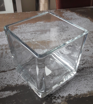 Vase Windlicht eckig 12 x 12 cm Glas massiv edel schlicht 