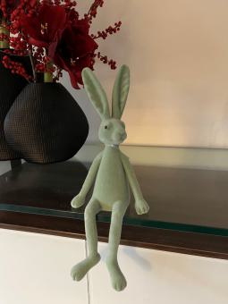 Kantenhocker Hase salbei grün Velours Samtoptik 40 cm 