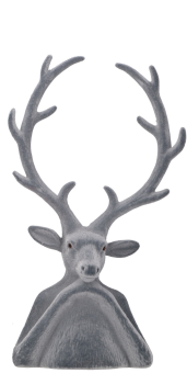 XL Velours Hirsch Tasko grau Arme aufgestützt Samtoptik 45 cm Vosteen 