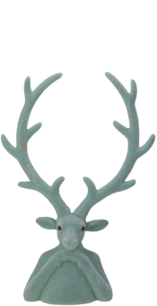 XL Velours Hirsch Tasko salbei grün Arme aufgestützt Samtoptik 45 cm Vosteen 