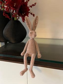 Kantenhocker Hase altrosa Velours Samtoptik 40 cm 