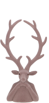 Großer Velours Hirsch Tasko hellbraun/greige Arme aufgestützt Samtoptik 30 cm Vosteen 