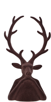 XL Velours Hirsch Tasko dunkelbraun Arme aufgestützt Samtoptik 45 cm Vosteen 