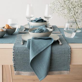 Gabi Schott Living | Tischset Platzdecke Platzset Leinen Stone blue,  handgewebt,, LinenMe